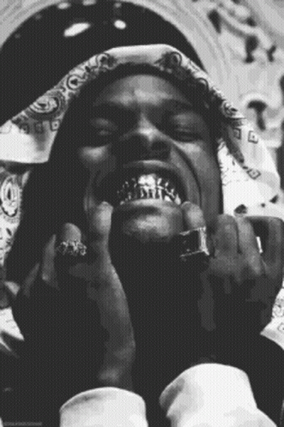 Black And White Man With Bandana And Grilled Teeth GIF