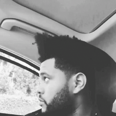 Black And White Man With Beard Looking Out Car Window GIF