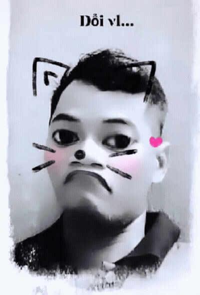 Black And White Man With Cat Ears GIF