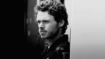 Black And White Man With Curly Hair And Beard GIF