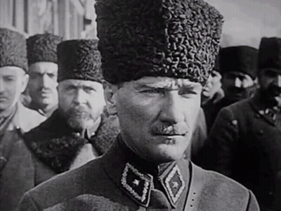 Black And White Man With Mustache And Fur Hat GIF