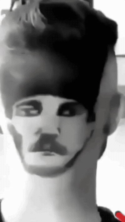 Black And White Man With Mustache And Hat GIF