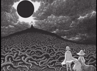Black And White Man With Sword And Black Circle GIF