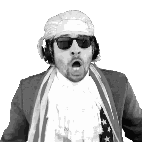 Black And White Man With Wig And Sunglasses Open Mouth Sticker