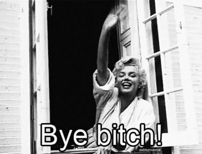 Black And White Marilyn Monroe Waving Saying Bye Bitch GIF