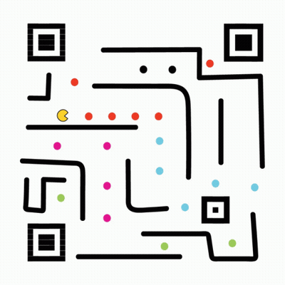 Black And White Maze With Yellow Pac Man GIF