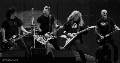 Black And White Metallica Playing Guitars GIF