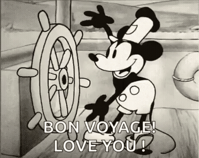 Black And White Mickey Mouse Holding Steering Wheel GIF