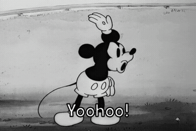 Black And White Mickey Mouse Saying Yoohoo GIF