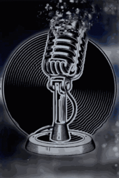 Black And White Microphone With Bubbles GIF