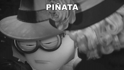 Black And White Minion Wearing Hat And Glasses Pinata GIF