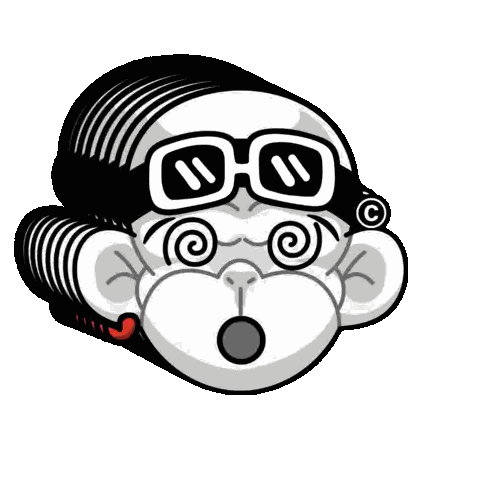 Black And White Monkey With Glasses Sticker