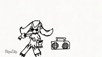 Black And White Monster Dancing Next To Radio GIF