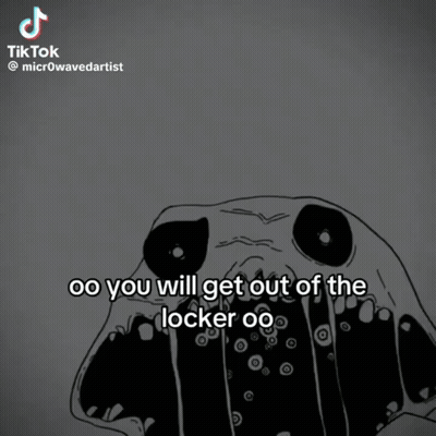 Black And White Monster Saying You Will Get Out Of Locker Oo GIF