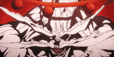 Black And White Monster With Red Circle Around Head GIF