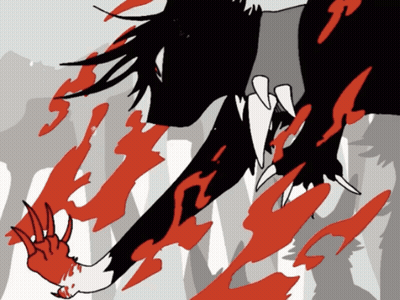 Black And White Monster With Red Flames From Mouth GIF