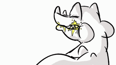 Black And White Monster With Yellow Mouth And Teeth GIF