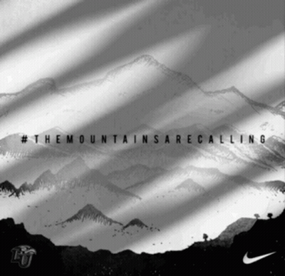 Black And White Mountain Poster Saying The Mountain Is Calling GIF