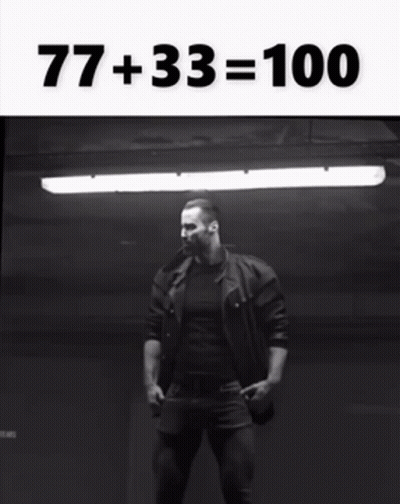 Black And White Muscular Man 77 + 33 = 100 GIF