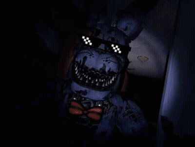 Black And White Nightmare Freddy With Purple Hat GIF