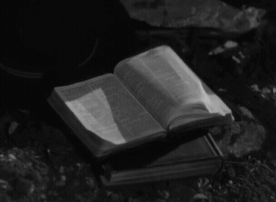 Black And White Open Book Saying Bible GIF