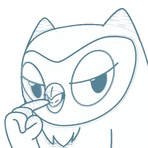 Black And White Owl With Finger In Beak Sticker