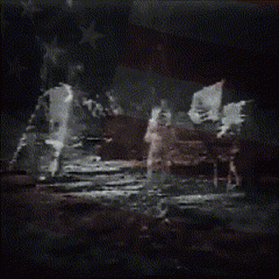 Black And White Painting With Spots Of Light GIF