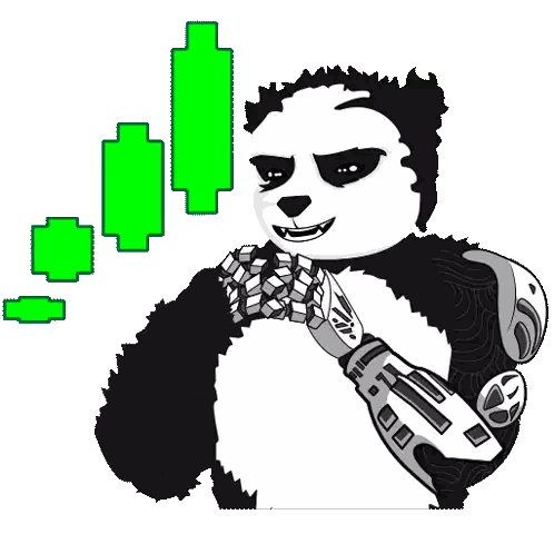 Black And White Panda With Robotic Arm Sticker