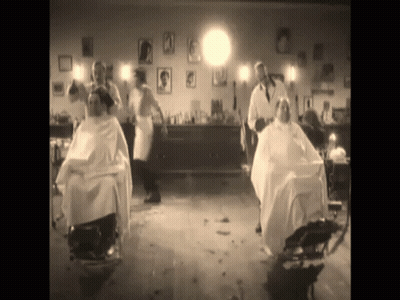 Black And White People Getting Haircuts GIF