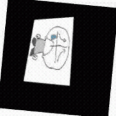 Black And White Person Holding Blue Object In Glass GIF