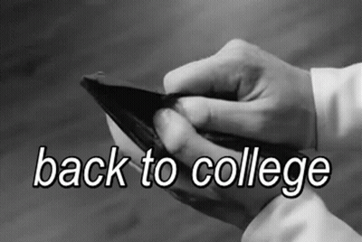 Black And White Person Holding Empty Wallet Saying Back To College GIF