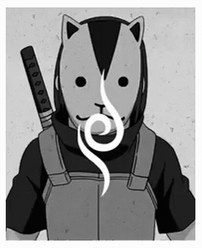Black And White Person In Cat Mask GIF