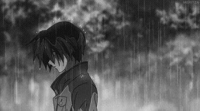 Black And White Person In Rain GIF
