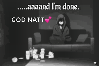 Black And White Person Laying On Couch Saying Aaaand I'm Done God Natt GIF