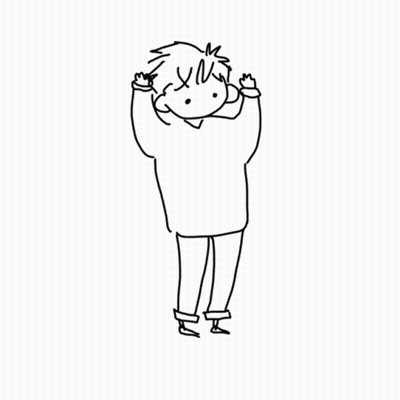 Black And White Person Standing With Hands Up GIF