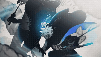 Black And White Person With Blue Cape GIF