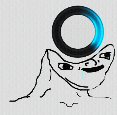 Black And White Person With Blue Circle On Head GIF