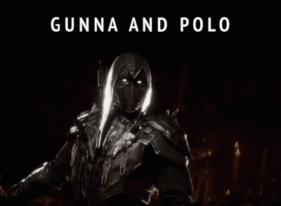 Black And White Person With Gunna And Polo Text GIF