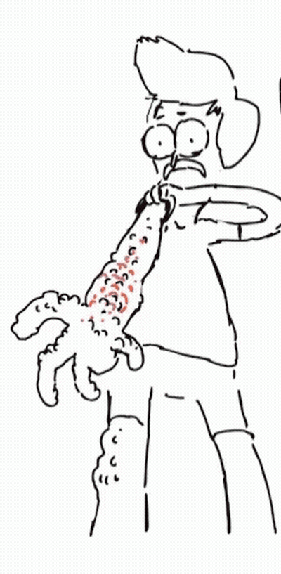Black And White Person With Red Spots On Arm GIF