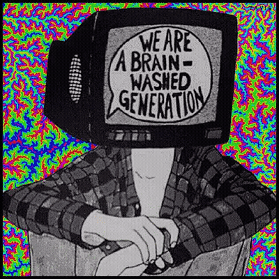 Black And White Person With TV Head GIF
