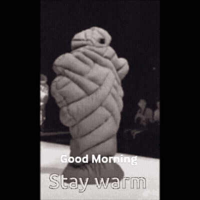 Black And White Person Wrapped In Blanket Good Morning Stay Warm GIF