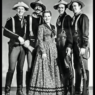 Black And White Photo Four Men And Woman GIF