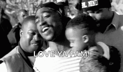 Black and White Photo Man Holding Child Love Ya Fam