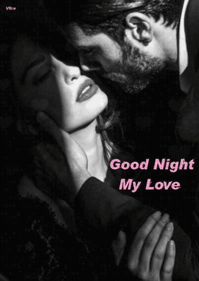 Black And White Photo Man Kissing Woman Good Night My Love GIF