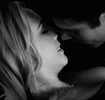 Black And White Photo Man Kissing Woman On Neck GIF