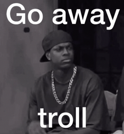 Black And White Photo Man Saying Go Away Troll GIF