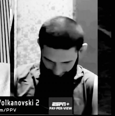 Black And White Photo Man Saying Volkanovski 2 GIF