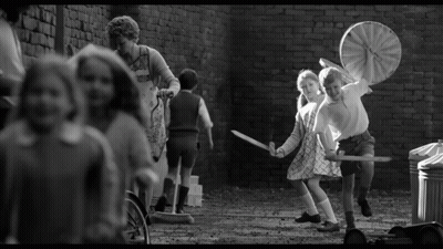 Black And White Photo Of Children Playing GIF