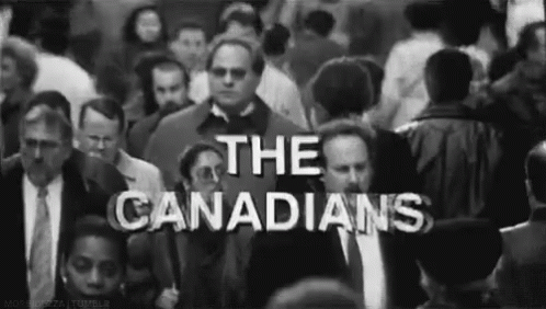 Black And White Photo Of Crowd With The Canadians GIF