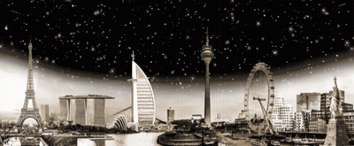 Black And White Photo Of Eiffel Tower And Landmarks GIF